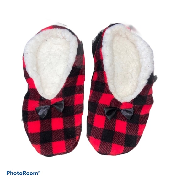 red buffalo plaid slippers